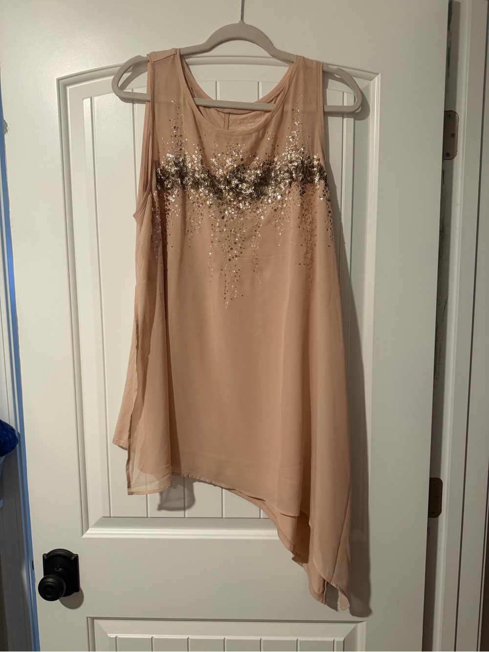 Lane Bryant Peach Chiffon Sleeveless Sequin Tunic